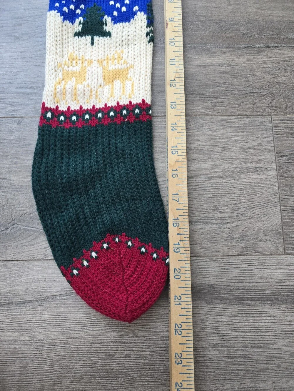 Reindeer Wool Christmas Stocking Cabincore Cottagecore Farmhouse